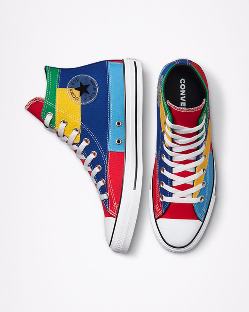 Tenisky Vysoke Converse Chuck Taylor All Star Patchwork Damske Červené Modre | SK BZXYK8